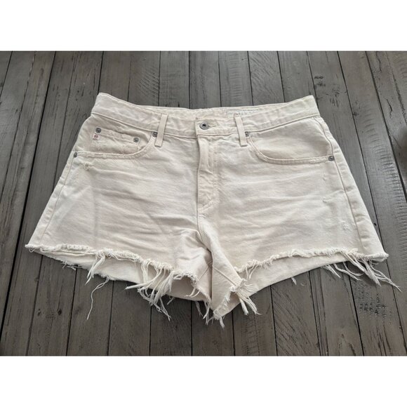 AG Jeans Hailey Cut-Off Denim Shorts in 1 Year Opal Stone White Size 29 - Picture 2 of 3